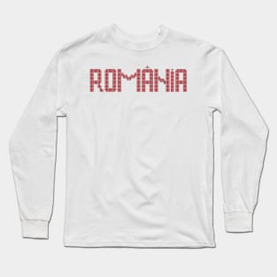 Romania name, traditional Romanian embroidery pattern Long Sleeve T-Shirt